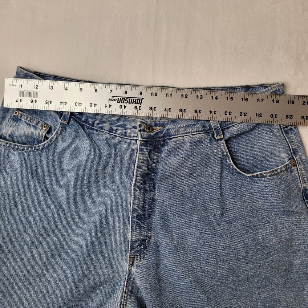 VTG 90s Venezia Embroidered Hem Straight Leg Women's Blue Denim Jean Size 20 USA - Picture 7 of 12